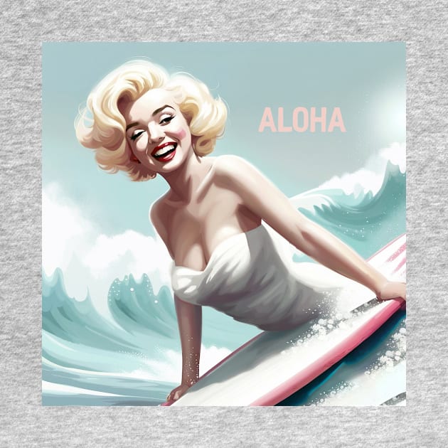 Marilyn Surfing by Kingrocker Clothing